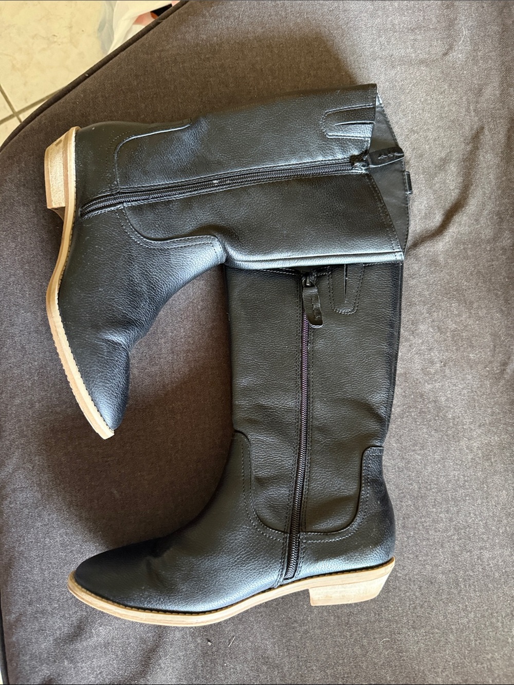 Cat & Jack Black Tall Kids' Side-Zip Riding Boots size 5 like new